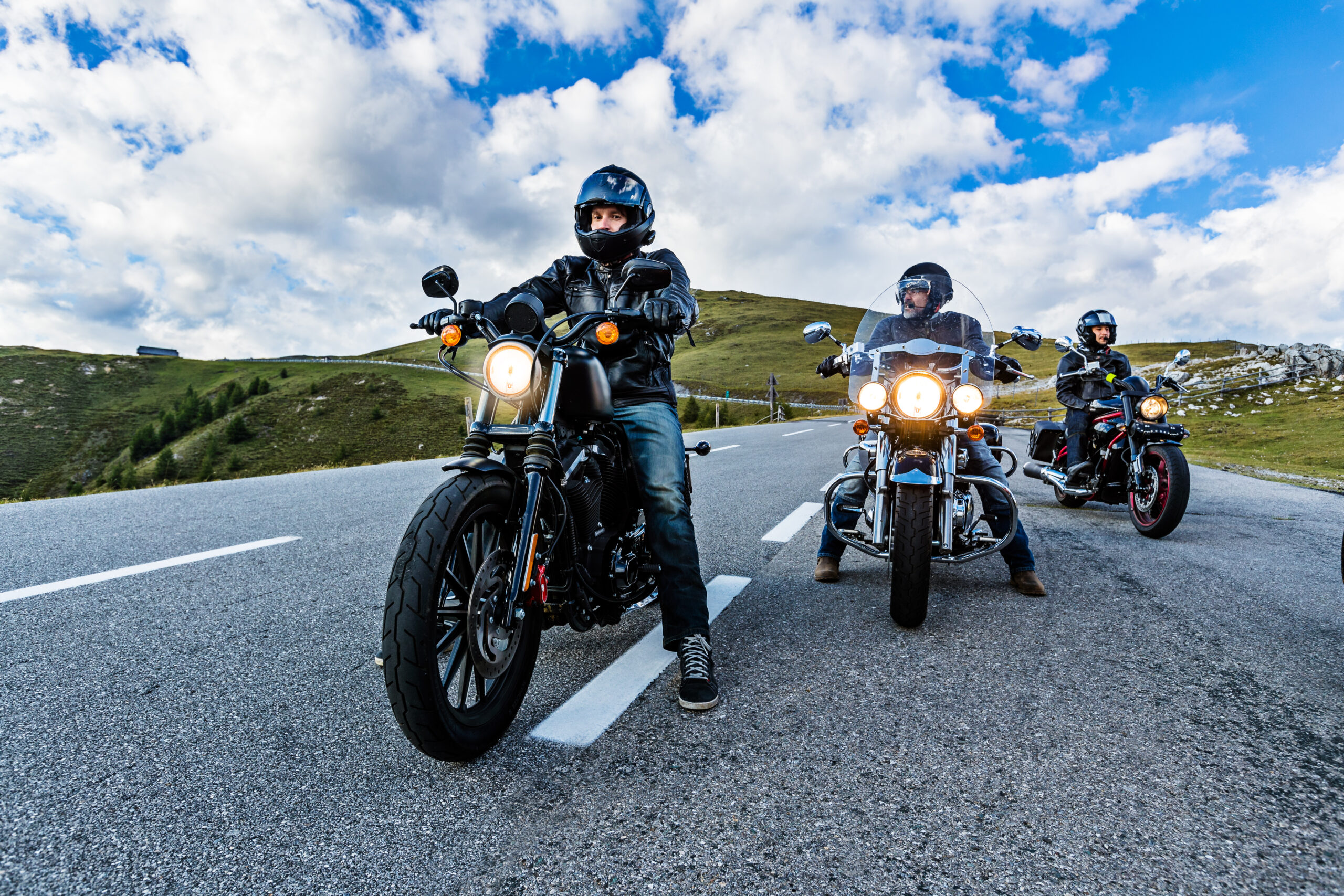 Motorcycle,Drivers,Riding,In,Alpine,Highway,,Nockalmstrasse,,Austria,,Central,Europe.