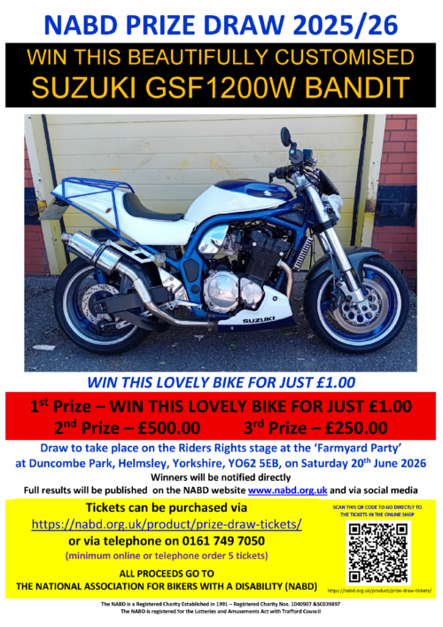 NABD Motorcycle Prize Draw Tickets